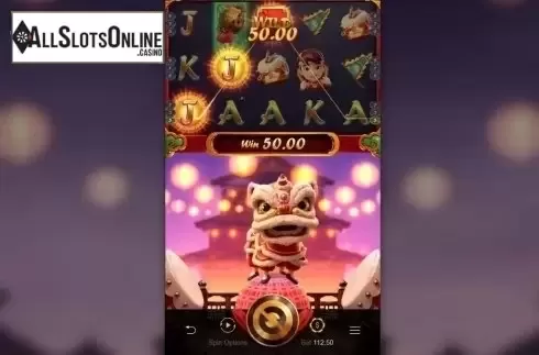 Win Screen. Prosperity Lion from PG Soft