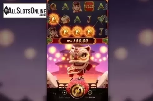 Win Screen. Prosperity Lion from PG Soft