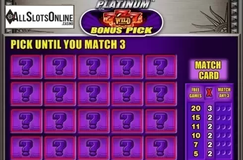 Bonus Game: Pick Objects screen 1. Quick Hit Platinum Triple Blazing 7s from Bally