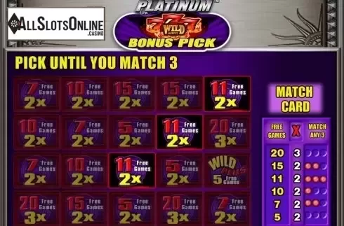Bonus Game: Pick Objects screen 3. Quick Hit Platinum Triple Blazing 7s from Bally