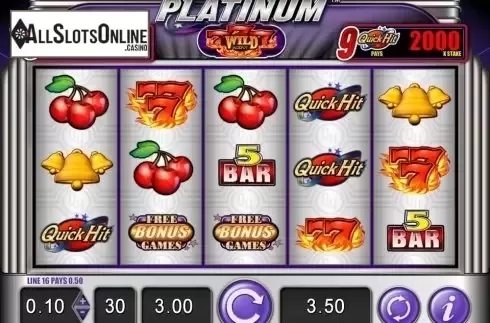 Reel screen. Quick Hit Platinum Triple Blazing 7s from Bally