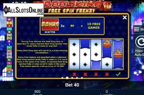 Paytable 2. Reel King™ Free Spin Frenzy from Greentube