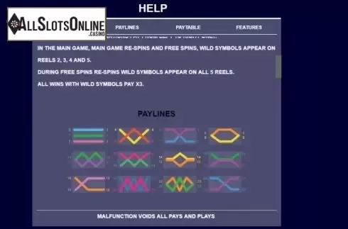 Paytable screen 2. Shopping in the Hills from Arrows Edge