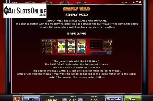 Paytable 2. Simply Wild (Green Tube) from Greentube
