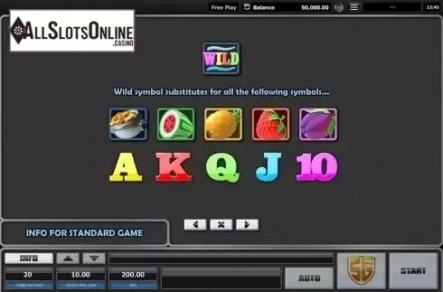 Paytable 5. The Fruit Factory from Realistic