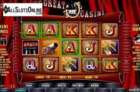 Win Screen . The Great Casini from TOP TREND GAMING
