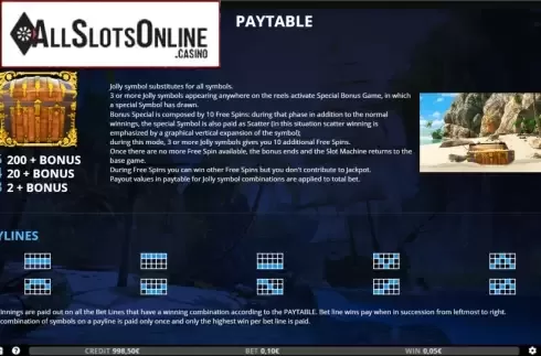 Paytable 2. Treasure Buster from Capecod Gaming