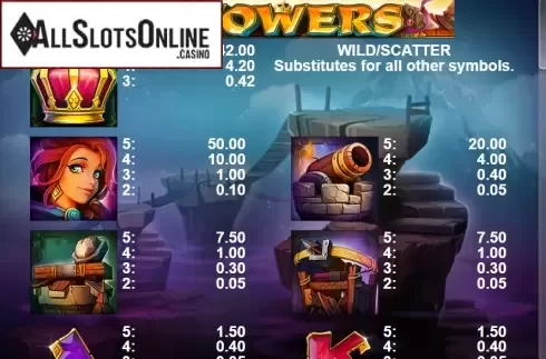 Paytable 1. 3 Towers from Casino Technology