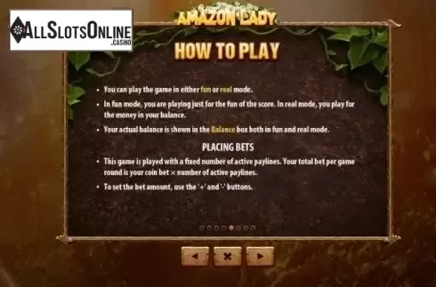 Paytable 5. Amazon Lady from Skywind Group