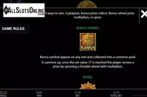 Bonus symbol screen