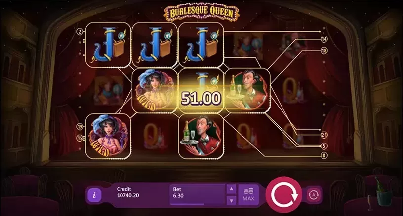 Burlesque Queen slot screenshot 3