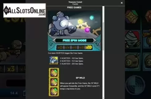 Features screen. Comet Treasure from Manna Play