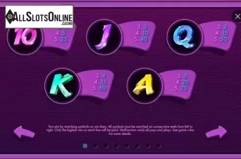 Paytable 1. Cosmic Crystals from IronDog