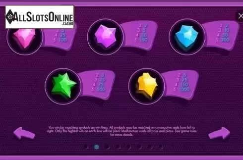 Paytable 2. Cosmic Crystals from IronDog