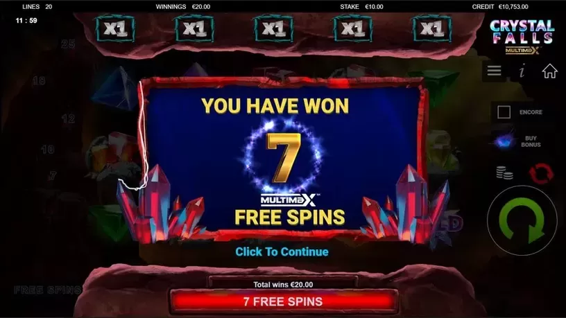 Crystal Falls Multimax slot screenshot 2