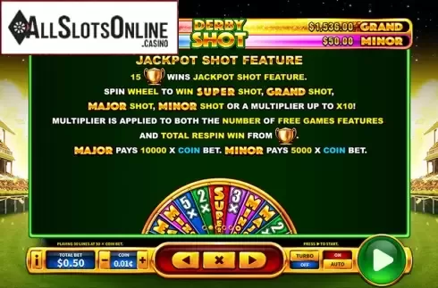 Paytable. Derby Shot from Skywind Group