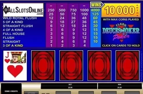 Game Screen. Deuces & Joker (Microgaming) from Microgaming