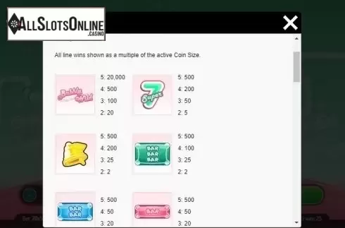 Paytable 1. Double Bubble from Roxor Gaming
