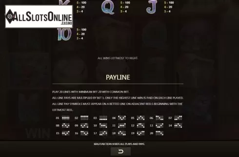 Paylines screen. Double Wilds from JDB168