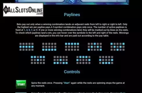Paylines screen