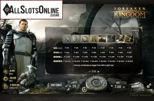 Paytable 1. Forsaken Kingdom from Rabcat