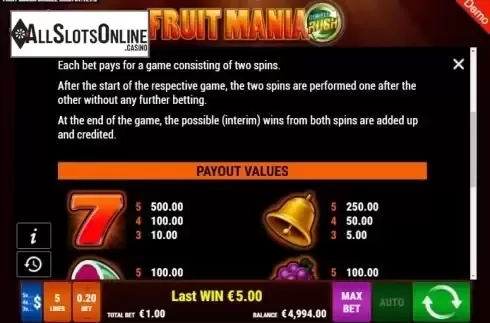 Paytable 2