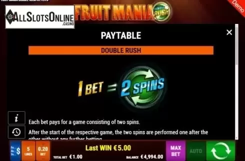 Paytable 1