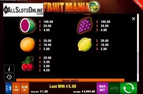 Paytable 3