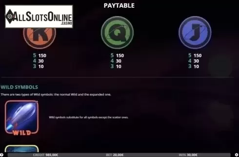Paytable 2. Galaxy Explorer from Capecod Gaming