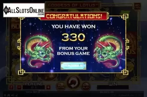 Bonus game win screen