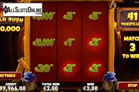 Win Screen. Gold Rush Scratchcard from Pragmatic Play