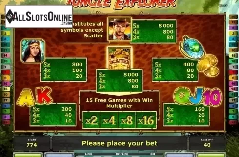 Paytable 1. Jungle Explorer from Greentube