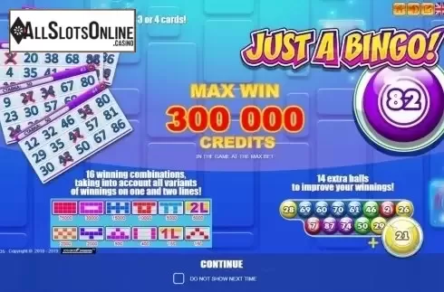 Start Screen. Just A Bingo from Belatra Games