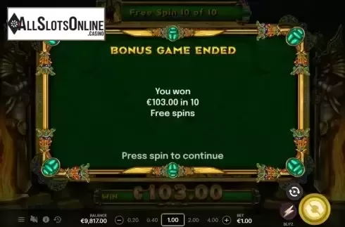 Win Free Spins screen