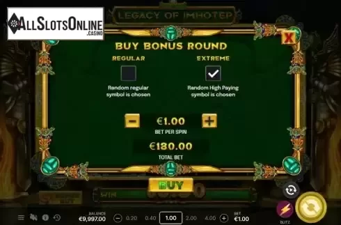 Buy Bonus screen