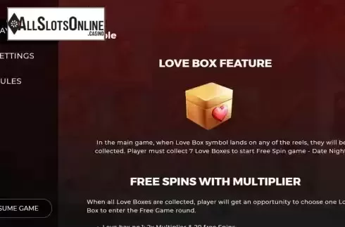 Love box feature screen