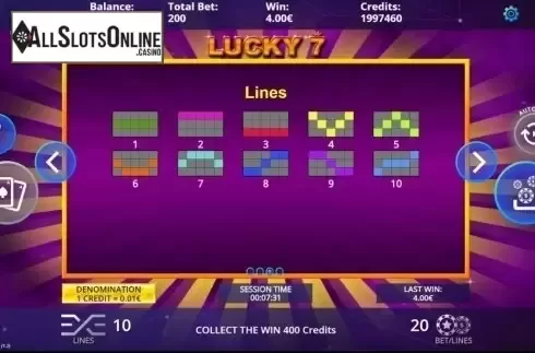 Paylines. Lucky 7 (DLV) from DLV