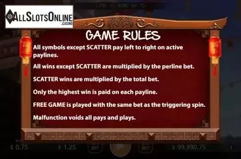 Game Rules screen