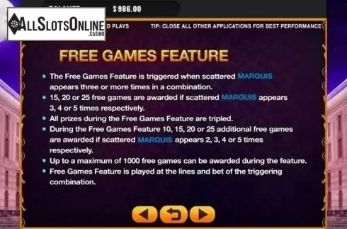 Game Screen. Marie Antoinette's Riches from GMW