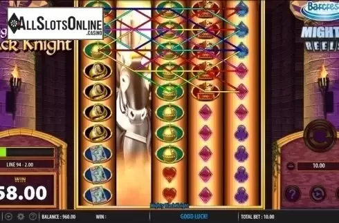 Expanding symbol win screen. Mighty Black Knight from SG
