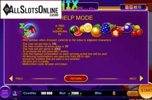 Paytable 4. Mix Fruits from Belatra Games