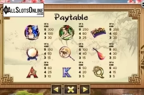 Paytable 2. Princess Wang from Spadegaming