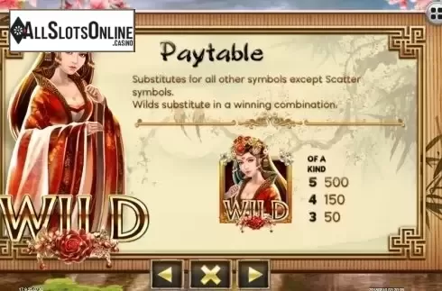 Paytable 1. Princess Wang from Spadegaming
