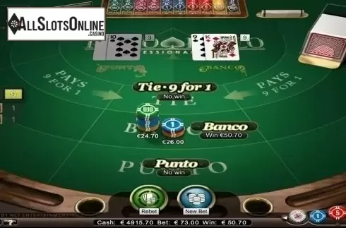 Game Screen. Punto Banco Professional Series from NetEnt