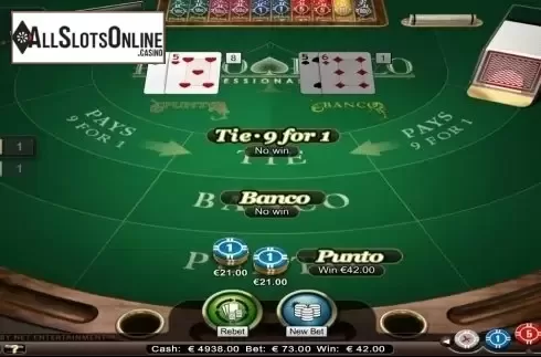 Game Screen. Punto Banco Professional Series from NetEnt