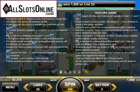 Features. Queen of the Skies from Spin Games