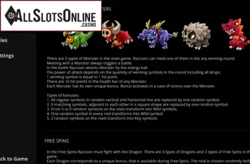 Feature screen 1. Raccoon Tales from Evoplay Entertainment