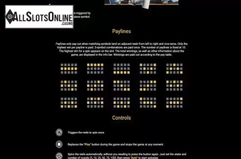 Paylines screen