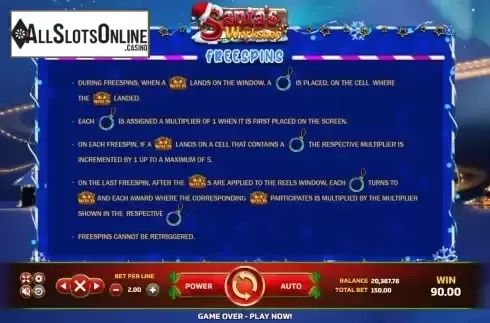 Free Spins screen