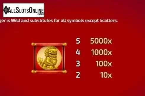 Paytable 2. Shaolin Tiger from Tom Horn Gaming